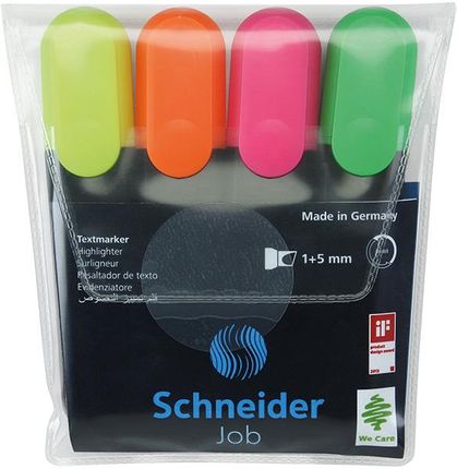 Schneider Zestaw Zakreślaczy Job, 1-5 Mm, 4 Szt., Miks Kolorów (sr1500)