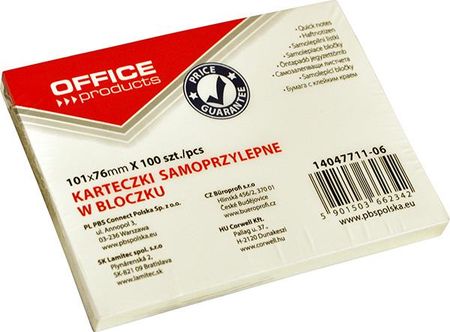 Office Products Bloczek Samop., 101X76Mm, 1X100 Kart., Pastel, Jasnożółty (14047711-06)