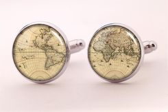 Mapa Świata - Spinki do mankietów - Biżuteria męska handmade