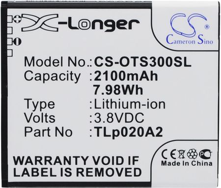 Cameron Sino Alcatel One Touch Pop S3 / Tli020A1 2100Mah 7.98Wh Li-Ion 3.8V (CS-OTS300SL)