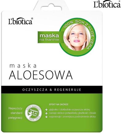L'biotica Maska aloesowa na tkaninie - oczyszcza i regeneruje 23 ml