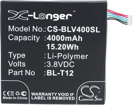 Cameron Sino LG Pad 7.0 / BL-T12 4000mAh 15.20Wh Li-Polymer 3.8V CS-BLV400SL