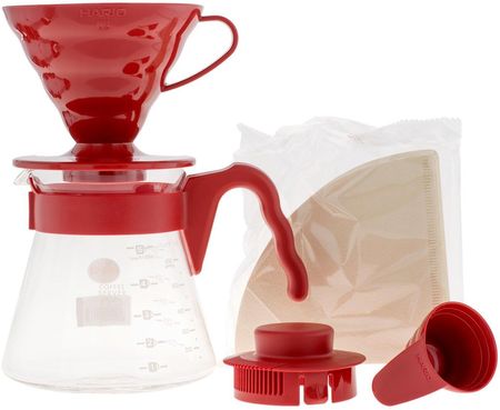 Hario zestaw V60 Pour Over Kit Red drip + server + filtry (vcsd-02r)