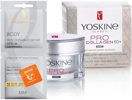 Dax Cosmetics Yoskine Classic 60+ Pro Collagen Krem Na Noc Cera Sucha 50ml + Yoskine Body Serum 12ml