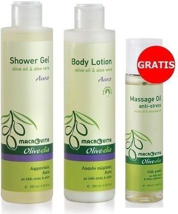 OLIVE-ELIA żel pod prysznic AURA 200ml + mleczko do ciała AURA 200ml