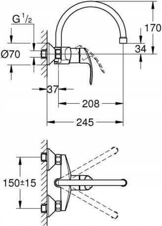 Grohe Eurosmart chrom 32482002 - Bateria kuchenna, typ Ścienne - Opinie ...
