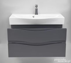 Zdjęcie Antado WAVE Szafka 2-szuflady z Umywalka WAVE 80cm Grafit Mat (667921+666818) (VA-140/80/2-U164+UCS-LY-80) - Kraków