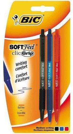 Bic Długopis Soft Feel Click Grip Fine Mix Kolorów 3 Sztuki