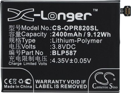 Cameron Sino Oppo R1C / Blp587 2400Mah 9.12Wh Li-Polymer 3.8V (CS-OPR820SL)