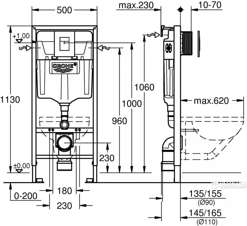 Grohe Zestaw 3w1 stelaż + Skate Cosmopolitan Rapid SL 38772001 - zdjęcie 2 Grohe Zestaw 3w1 stelaż + Skate Cosmopolitan Rapid SL 38772001