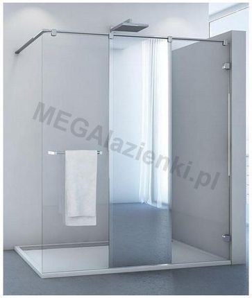Ronal Melia Ścianka Walk-In 1800x2000 3-elementowa profil przyścienny chrom szkło przezroczyste Aquaperle M43P18010777