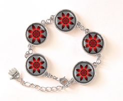 Czerwone kwiaty - bransoletka - Bransoletki handmade