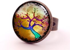 Kolorowe drzewo - pierścionek regulowany - Pierścionki handmade