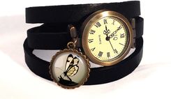 Motyl w sepii - zegarek/bransoletka na skórzanym pasku - Zegarki na rękę handmade