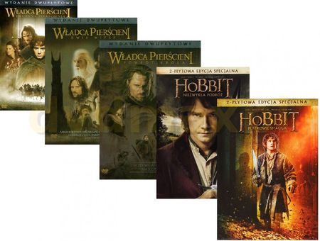 Władca Pierścieni Trylogia + Hobbit: Niezwykła Podróż / Pustkowie Smauga Pakiet (10Dvd) 