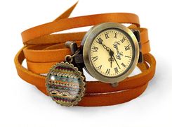 Azteckie paski - zegarek/bransoletka na skórzanym pasku - Zegarki na rękę handmade