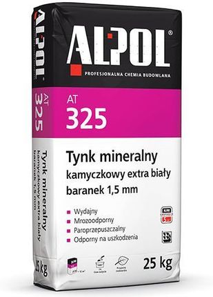 Alpol Tynk mineralny dekoracyjny AT 325 kamyczkowy extra baranek 1,5 mm biały 25 kg AT325