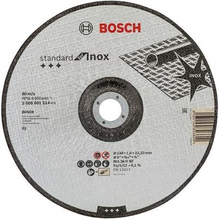 Bosch Tarcza tnąca korundowa 230x1,9mm Standard for INOX 2608601514