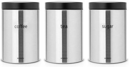 Brabantia Zestaw 3 Pojemników Do Kawy, Herbaty, Cukru Stal Matowa Fpp