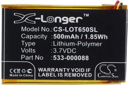 Cameron Sino Logitech Touchpad T650 / 533-000088 500Mah 1.85Wh Li-Polymer 3.7V (Cs-Lot650Sl) 