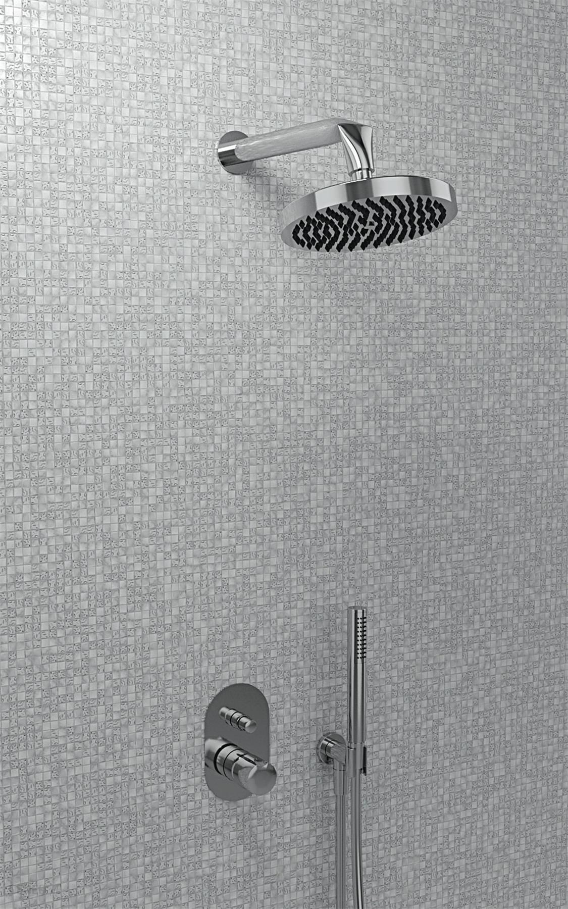 Sieninė dušo sienelė su flaminija su dušo galvute chromuota (Fl2550) 