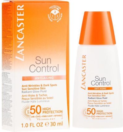 Lancaster Sun Control Anti-Wrinkles & Dark Spots Sun Sensitive Skin Radiant Glow Fluid lekki krem do twarzy skóra dojrzała SPF 50 30ml