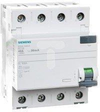 Siemens Wyłącznik różnicowo-prądowy 4p 40a 0.03a typ ac IP20 90/72/70mm sentron 5SV4344-0