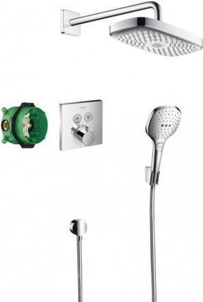 Hansgrohe Raindance Select E/Shower Select E podtynkowy z deszczownicą 300x160 i uchwytem punktowym biały/chrom 27296000