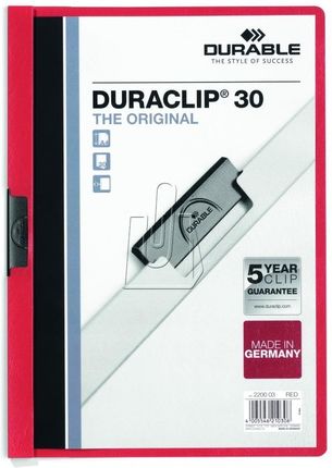 Durable Skoroszyt Zaciskowy Duraclip 30 Kartek Czerwony (bp45422)
