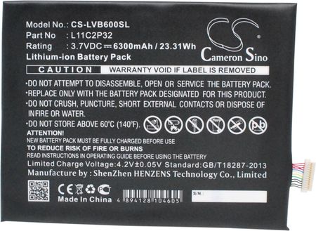 Cameron Sino Lenovo IdeaPad S6000 / L11C2P32 6300mAh 23.31Wh Li-Polymer 3.7V cs-lvb600sl