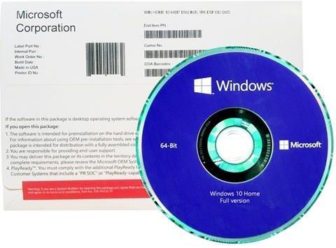 Microsoft Windows 10 Home OEM 64Bit ENG DVD (KW9-00139)