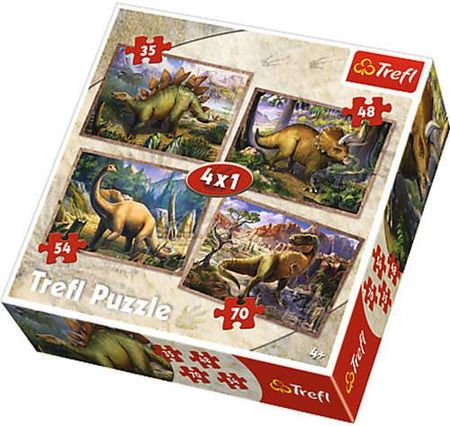 Trefl Puzzle 4W1 Ciekawe Dinozaury 34383