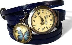 Motyl - zegarek/bransoletka na skórzanym pasku, 0703 - Zegarki na rękę handmade
