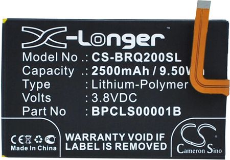 Cameron Sino Blackberry Classic / Bpcls00001B 2500Mah 9.50Wh Li-Polymer 3.8V (CS-BRQ200SL)