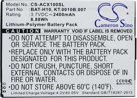 Cameron Sino Acer Liquid X1 / Bat-H10 2400Mah 8.88Wh Li-Polymer 3.7V (CS-ACX100SL)