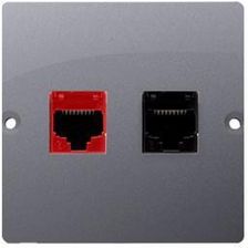 Kontakt Simon Gniazdo komputerowe RJ45 kat.5e + telefoniczne RJ12 BM5T.02/43 Basic Srebrny mat