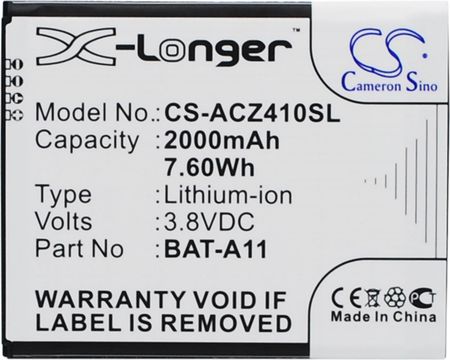 Cameron Sino Acer Liquid Z410 / Bat-A11 2000Mah 7.60Wh Li-Ion 3.8V (CS-ACZ410SL)