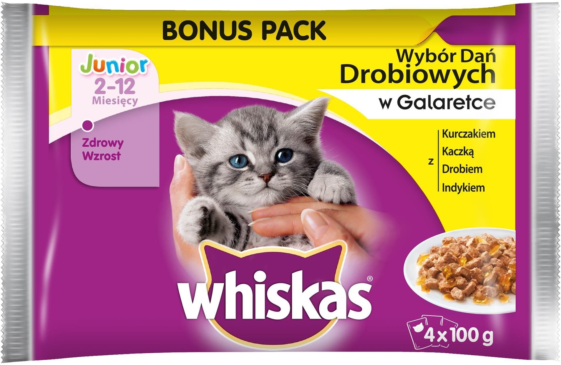 Karma Whiskas Junior (212 miesięcy) Wybór Dań Drobiowych w galaretce