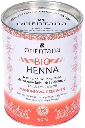 Orientana Bio Henna Mahoniowa Czerwień do Włosów Półdługich i Krótkich 50g