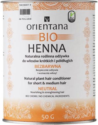 Orientana Odżywka Bio Henna Bezbarwna Odżywka do Włosów Krótkich i Półdługich 50g