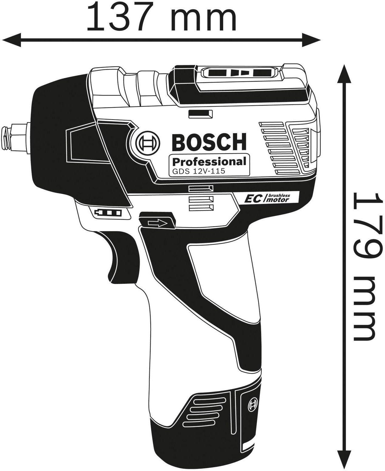 Boulonneuse GDS 12V-115, 2x3,0Ah, L-BOXX - BOSCH ❘ Bricoman