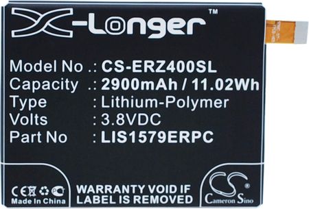 Cameron Sino Sony Ericsson Xperia Z4 / Agpb015-A001 2900Mah 11.02Wh Li-Polymer 3.8V (CS-ERZ400SL)