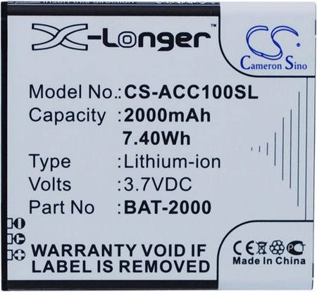 Cameron Sino Acer Liquid C1 Bat-2000 2000Mah 7.40Wh Li-Ion 3.7V (CS-ACC100SL)