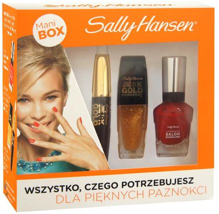 Sally Hansen mini BOX Lakier do Paznokci Complete Salon Manicure 570 + Odżywki Gold 18K
