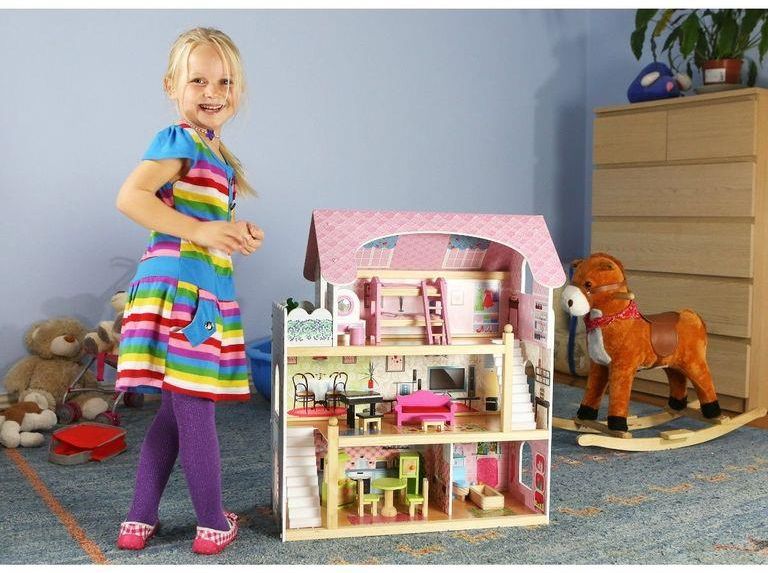 Ecotoys Drewniany domek dla lalek Rezydencja bajkowa (ZA-4110)