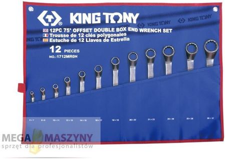 King Tony Zestaw kluczy oczkowych odsadzonych 1712MRN