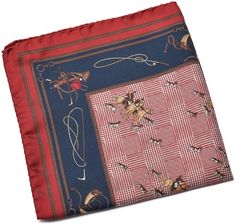 Zdjęcie Jedwabna czerwona poszetka we wzór myśliwski - Sulejówek