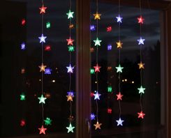 Bulinex Oświetlenie świąteczne LED wewnętrzne kurtyna gwiazdki różnokolorowe 25szt 21-611 - zdjęcie 1