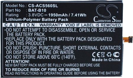 Cameron Sino Acer Liquid Jade / Bat-B10 1950Mah 7.41Wh Li-Polymer 3.8V (CS-ACS560SL)