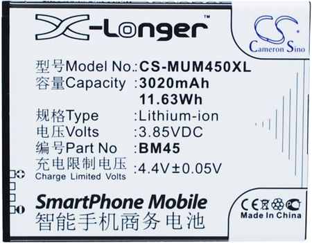 Cameron Sino Xiaomi Note 2 / Bm45 3020Mah 11.63Wh Li-Ion 3.85V (CS-MUM450XL)